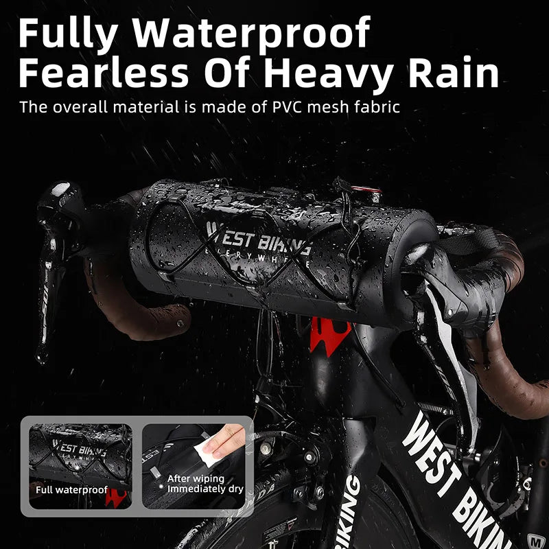 WEST BIKING Waterproof Bicycle Handlebar Bag Versatile Top Tube Bag PVC Front Bag For Cycling Travel MTB Road Bike Accessories