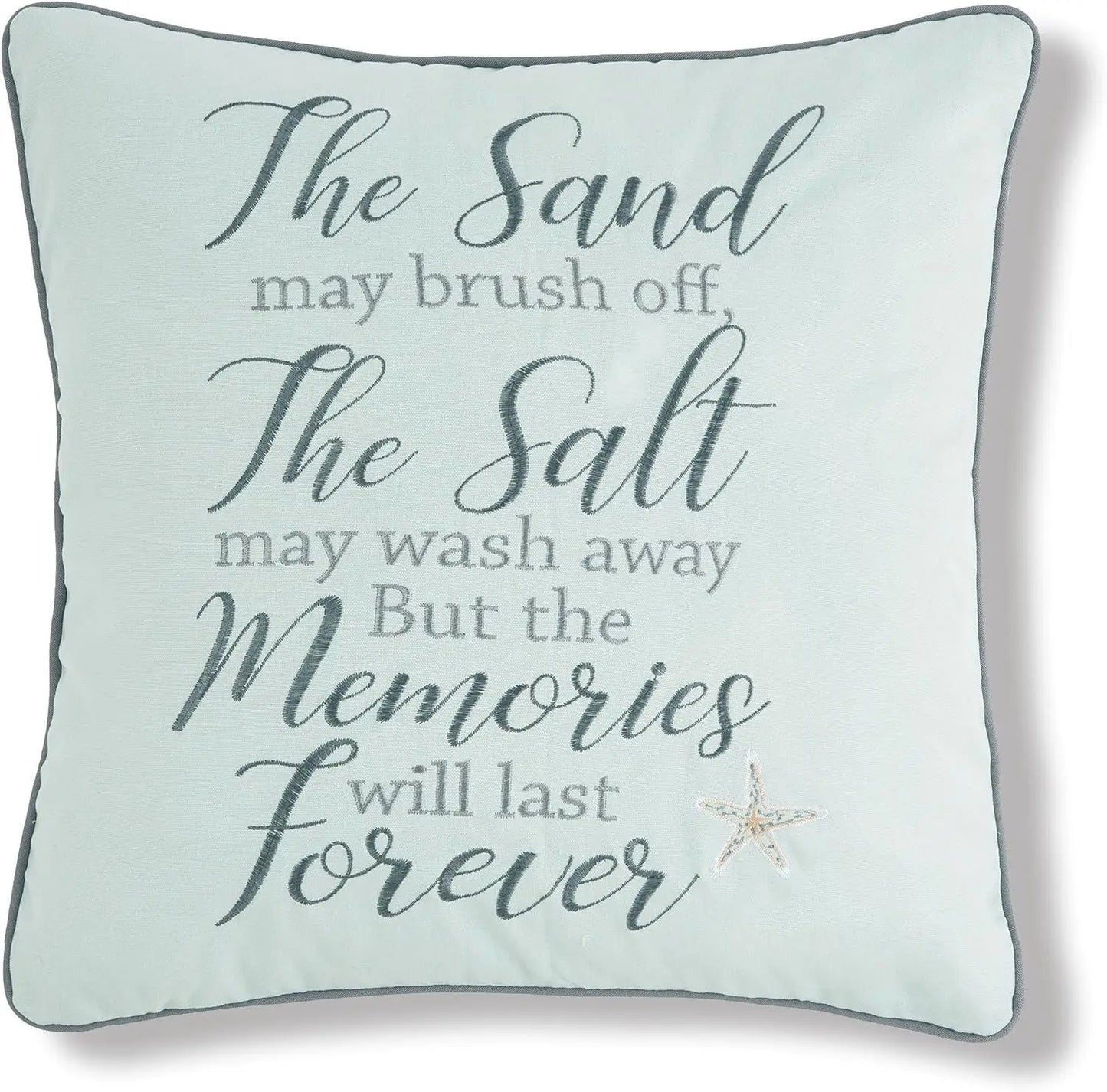 Coastal Embroidered Throw Pillow 18x18 Inch Beach House Decor for Sofa Bedroom