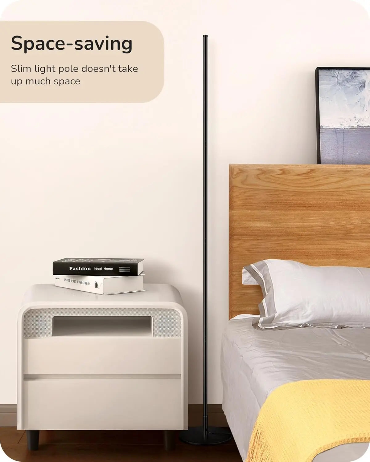 57.5" Adjustable Dimmable LED Corner Floor Lamp, Minimalist Design for Living Room Bedroom Office, Warm White Light