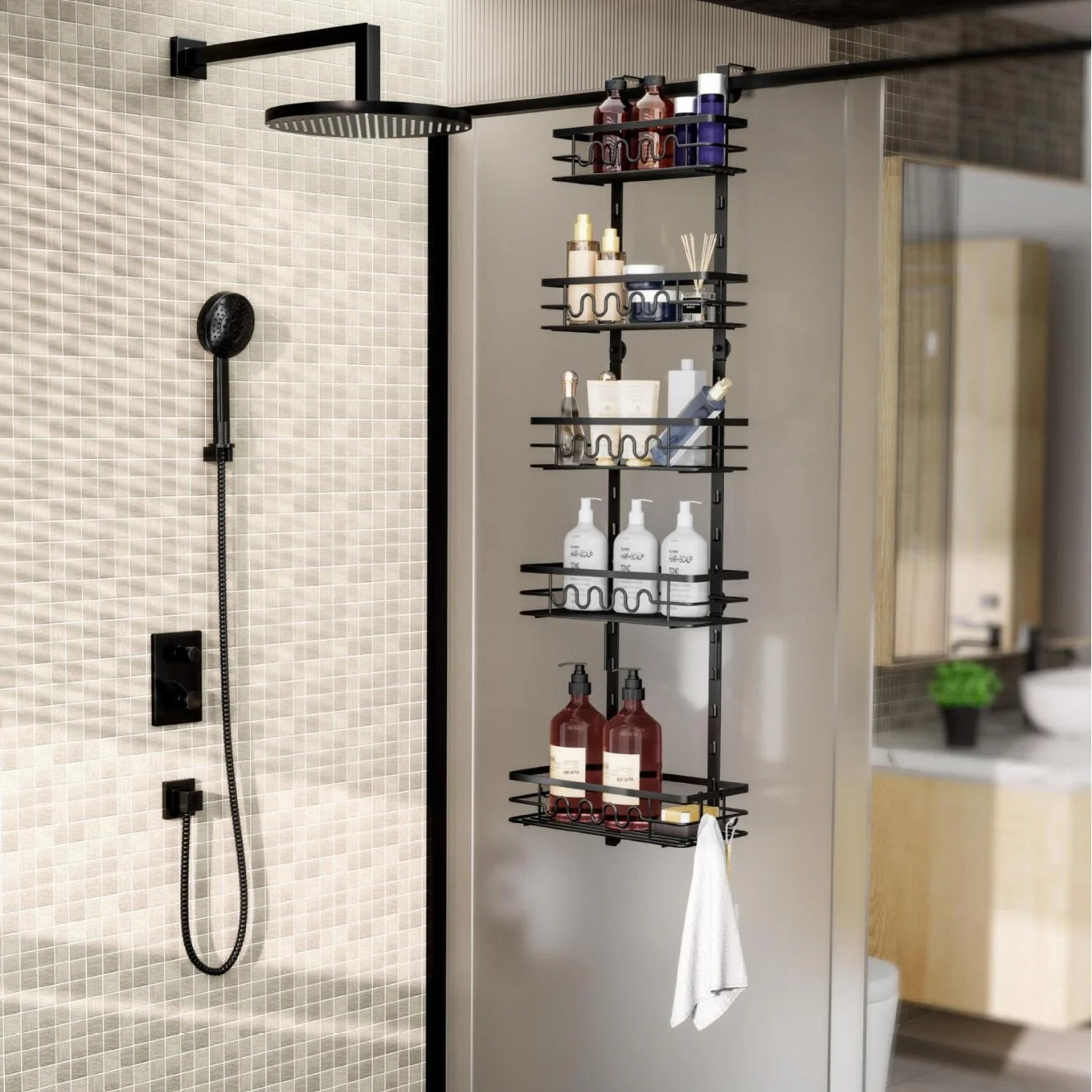 Over The Door Pantry Organizer, Pantry Door Organizer Shelves, Metal Hanging Spice Rack, Multi-Tier Over The Door Organizer