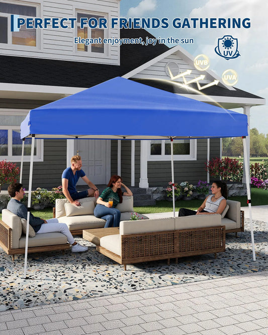 Easy Setup Pop Up Canopy Tent 10x10 FT with Slant Legs Outdoor Patio Gazebo Shelter Portable Shade, Includes 8x8 FT Canopy Cover