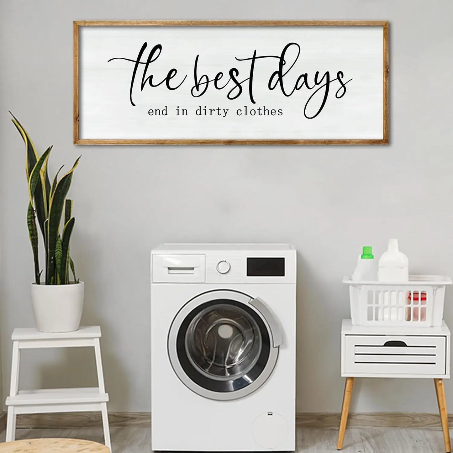 Rustic Wooden Wall Art, Farmhouse Bathroom Decor, Inspirational Quote Sign for Laundry Room and Shower