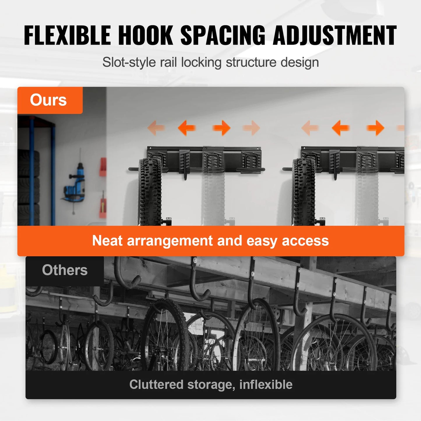 SucceBuy Bicycle Wall Mount Rack 3/4/5pcs Rails Mtb Road Bike Storage Fixed Hanging Hook Holder Bike Support Stand for 6 Bikes