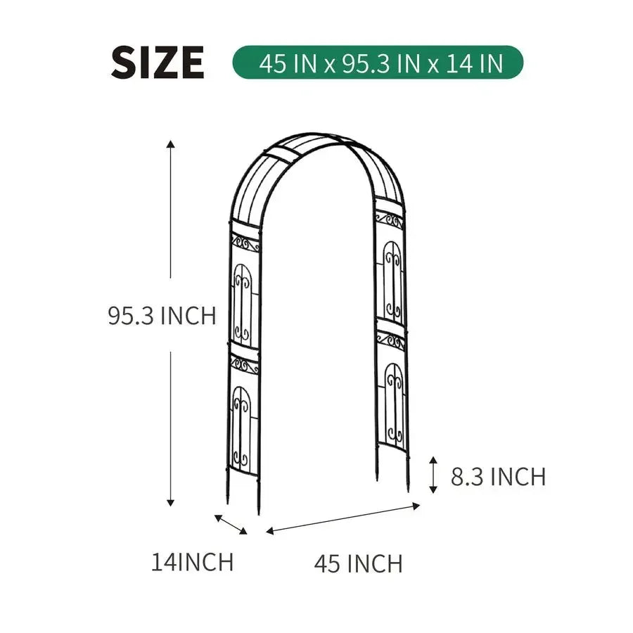 Pergola Arbor, 95.3 H x 45 W Garden Wedding Arch Curved Metal Enduring Iron Garden Arch Trellis for Climbing Plants Outdoor Cer