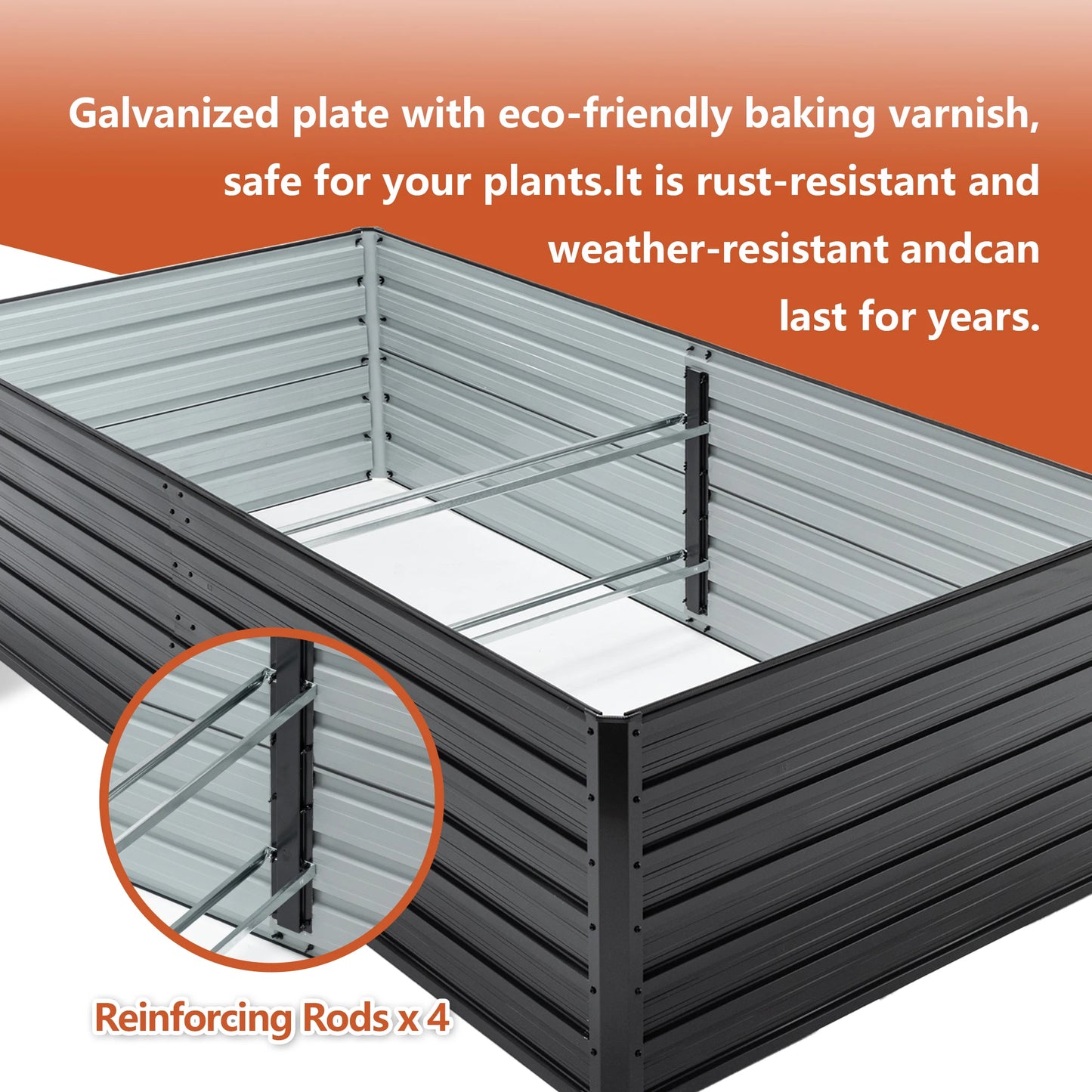 2-Pack 8×4×2FT Black Galvanized Raised Garden Bed Set, Metal Planter Boxes for Vegetables & Flowers