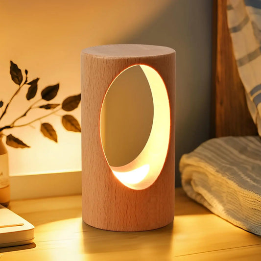 Dimmable Wooden Desk Lamp, Warm Ambient Night Light for Bedroom, Creative Home Decor Gift