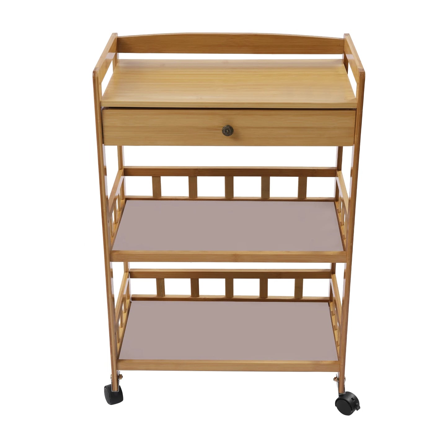 Mobile Kitchen Cart Trolley Rolling Wheelcart Storage Rack Beauty Salons Restaurants Bamboo 65kg Bearing