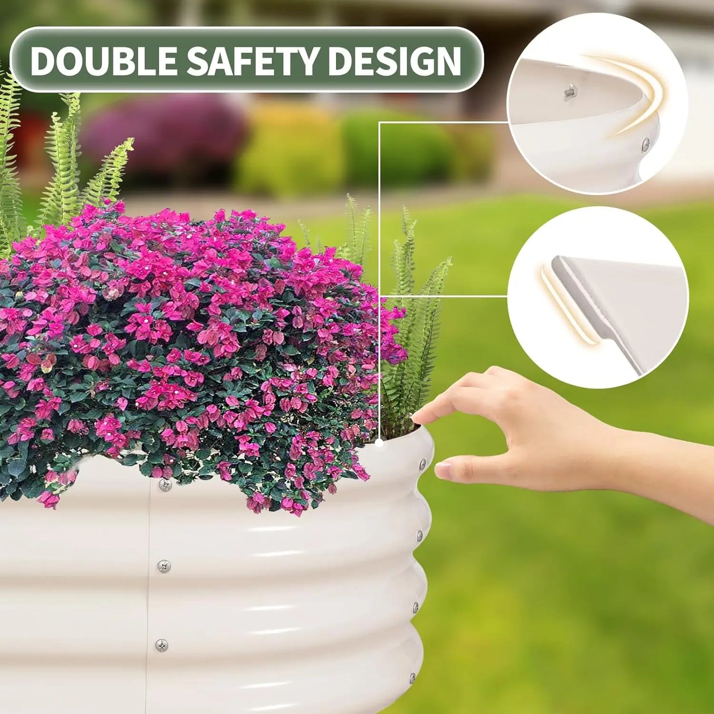 Galvanized Metal Raised Garden Bed Kit, 4x2x1ft Outdoor Planter Box with Tools, White-2 Pack for Vegetables and Flowers
