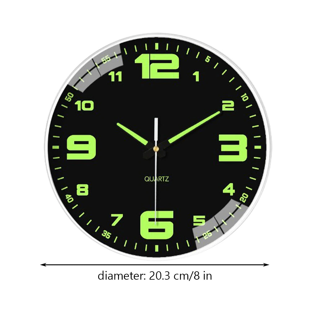 8Inch Night Light Wall Clock Battery Operated Glow in The Dark Clocks Silent Light Up Wall Clocks Decorative for Kitchen Bedroom