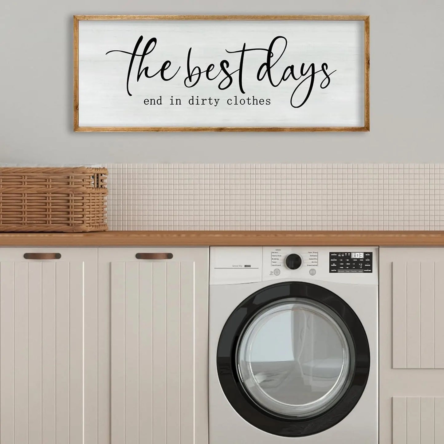 Rustic Wooden Wall Art, Farmhouse Bathroom Decor, Inspirational Quote Sign for Laundry Room and Shower