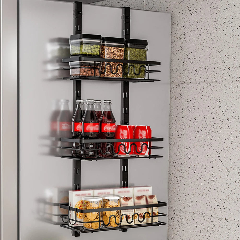 Over The Door Pantry Organizer, Pantry Door Organizer Shelves, Metal Hanging Spice Rack, Multi-Tier Over The Door Organizer