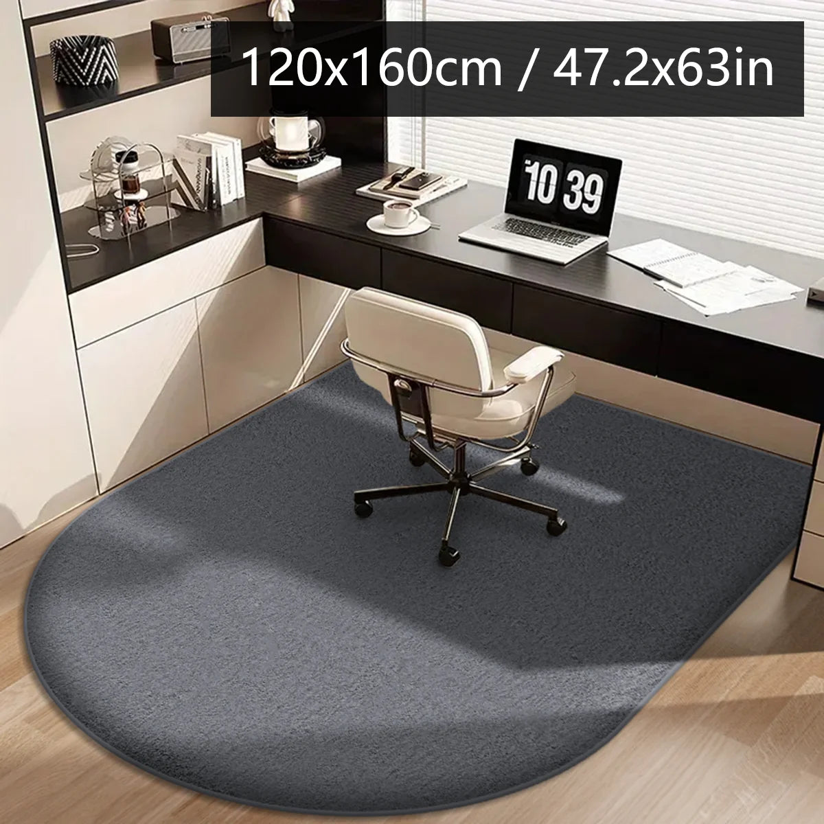 Solid color computer chair mat flannel floor mat thickened desk swivel chair arched carpet study soft dressing table foot mat