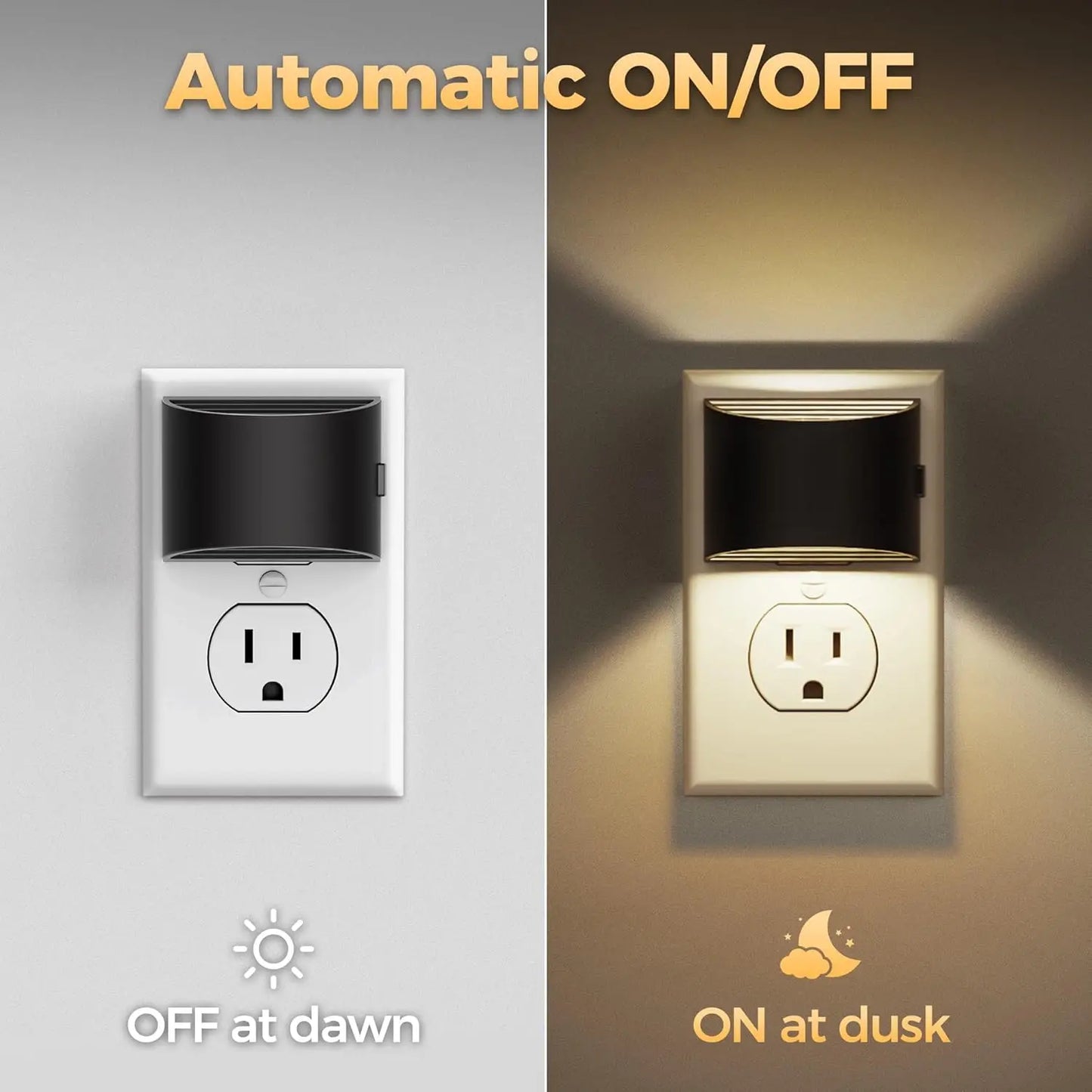 LED Night Light Plug-in Wall, 3-Level Brightness Adjustable with Dusk-to-Dawn Sensor for Bedroom, Bathroom, Hallway