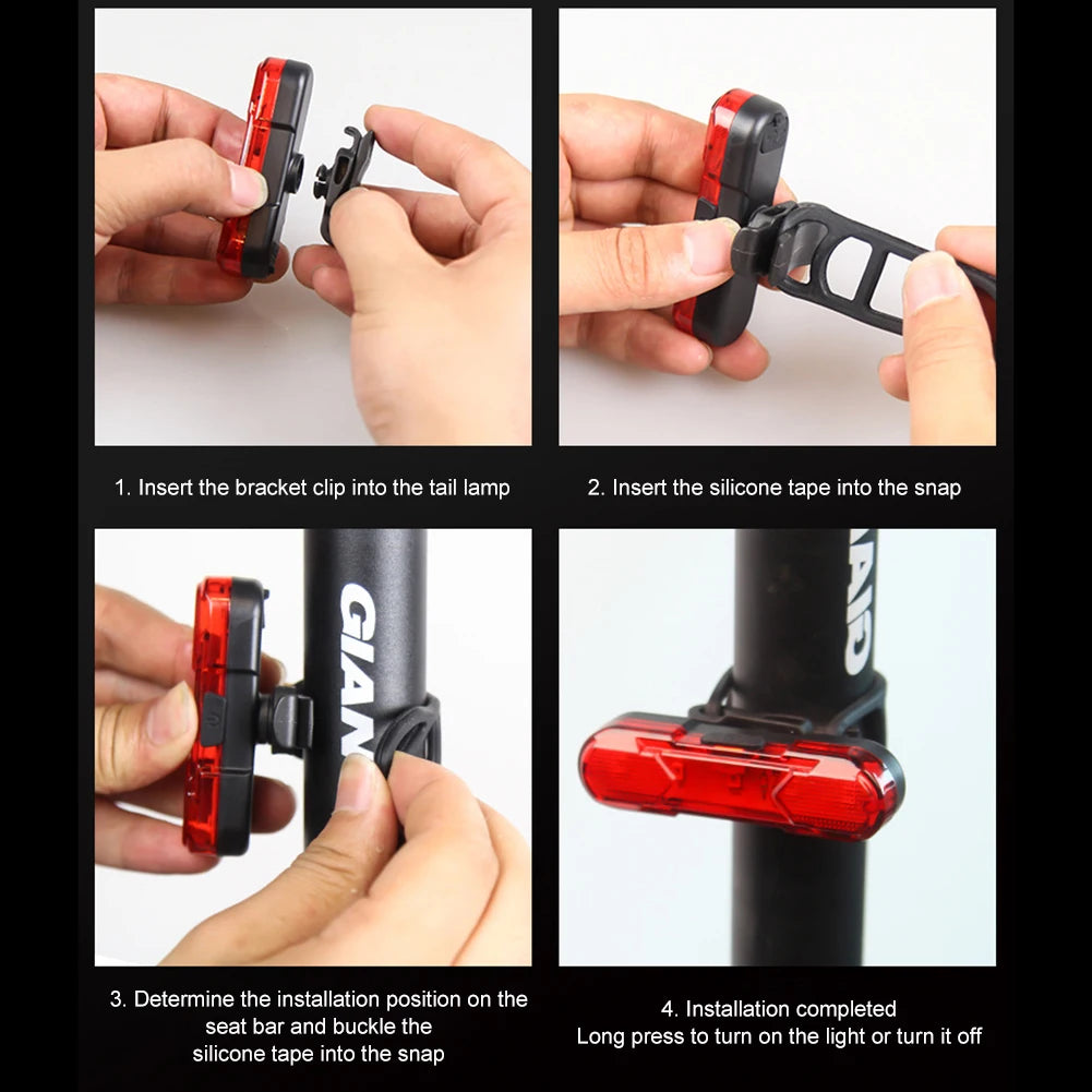 1-3PCS Bike Rear Tail Light USB Rechargeable Red/Blue/White LED Bicycle Seatpost Taillight For Night Riding Safety Warning Light