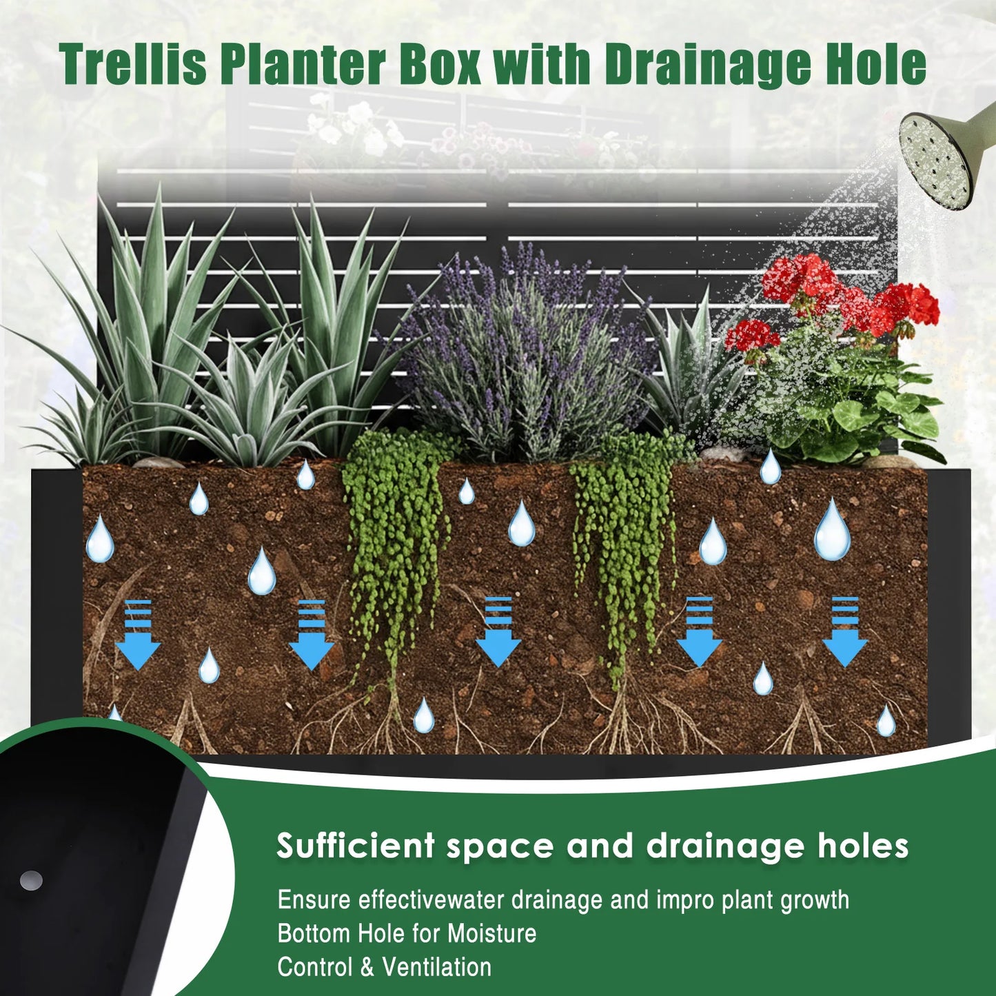 Plant Box with Metal Trellis Outdoor Raised Planter Box Privacy Screen Raised Garden Bed Privacy Planters for Patio Planter Box