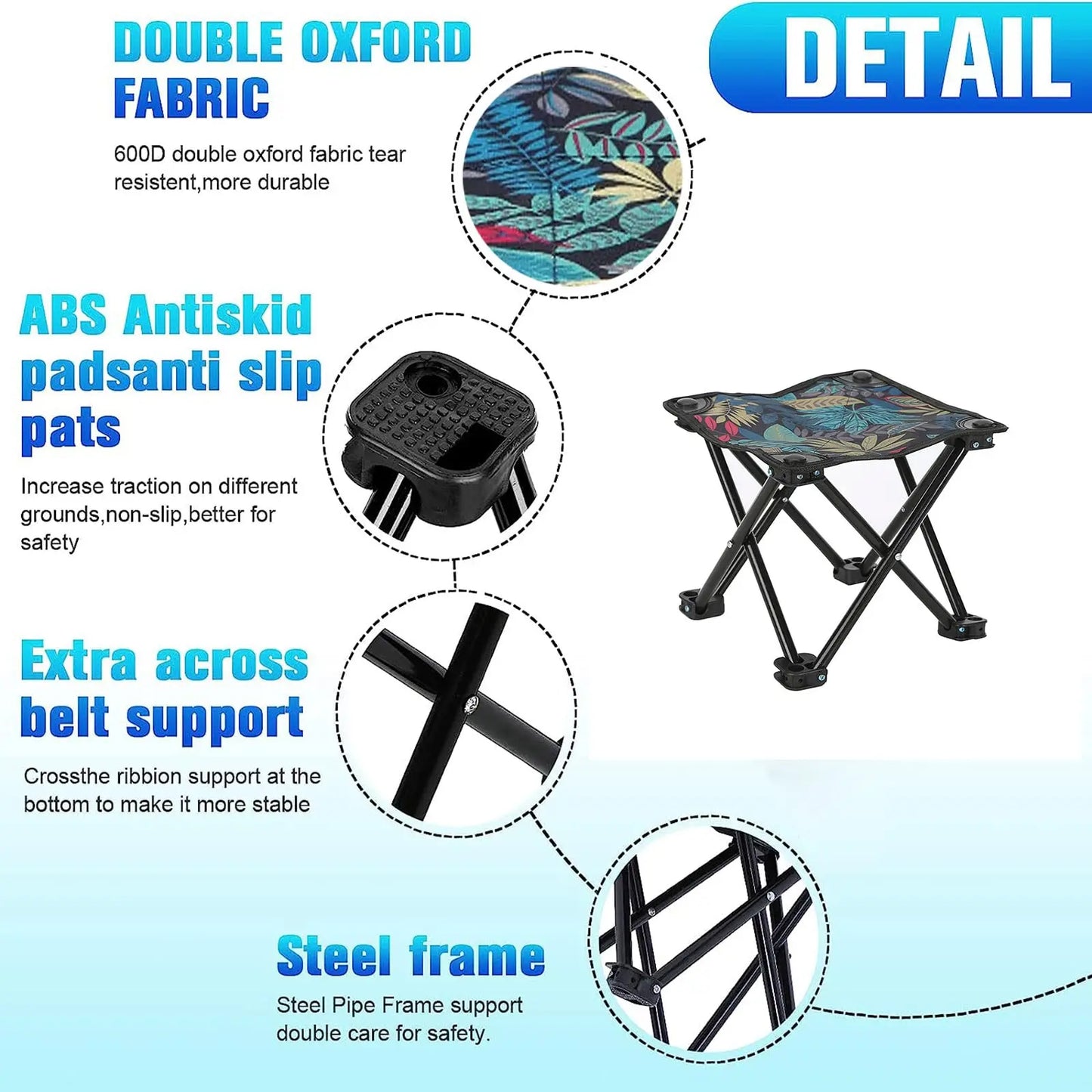 Portable Folding Stool Outdoor Camping Stool for Camping, Hiking, Fishing, Beach,Lightweight Camping Chair Travel with Carry Bag