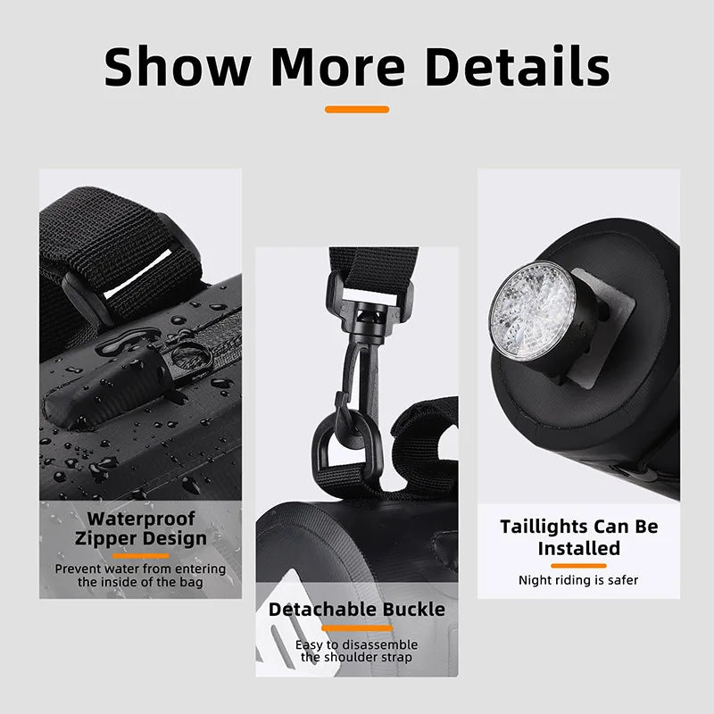 WEST BIKING Waterproof Bicycle Handlebar Bag Versatile Top Tube Bag PVC Front Bag For Cycling Travel MTB Road Bike Accessories