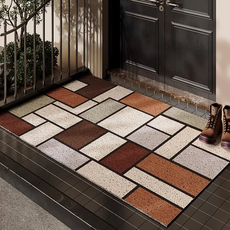 PVCsilk ring entry door floor mat Outdoor door entrance scraping mud dust foot mat Can be cut non-slip and dirt-resistant carpet