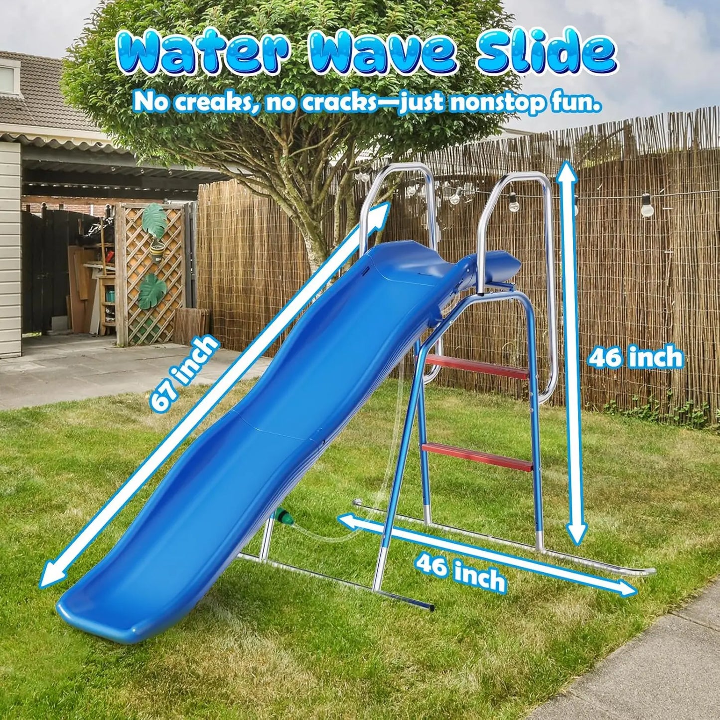 Kids Backyard Water Slide with Triple Spray Sprinkler and Tarp for Summer Outdoor Fun