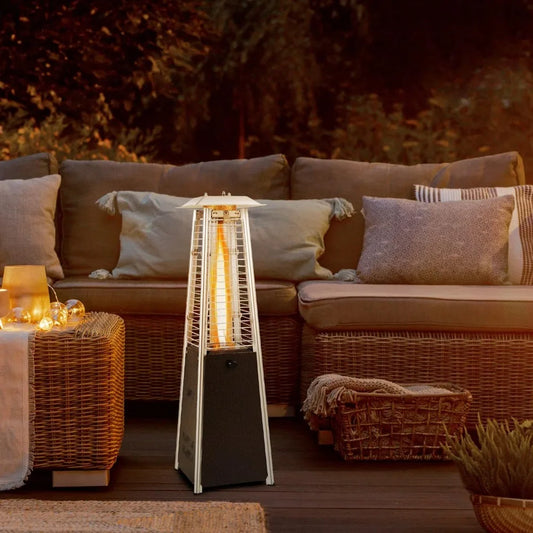 Portable Outdoor Tabletop Heater, 10,000 BTU with Tip-Over Protection & Crystal Glass Tube for Patio, Deck, Porch
