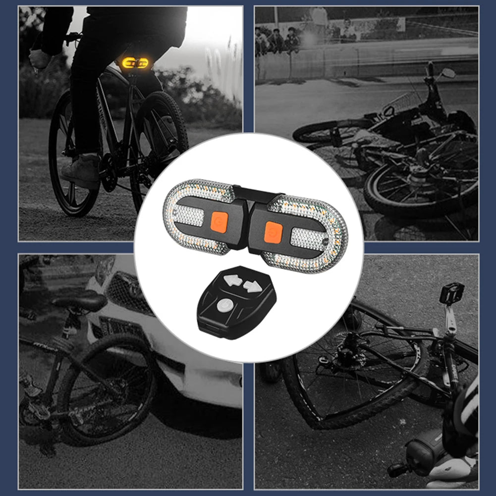 Bicycle Turn Signal Light Wireless Remote Control Bike Tail Light USB Rechargeable Warning Cycling Light for Night Riding