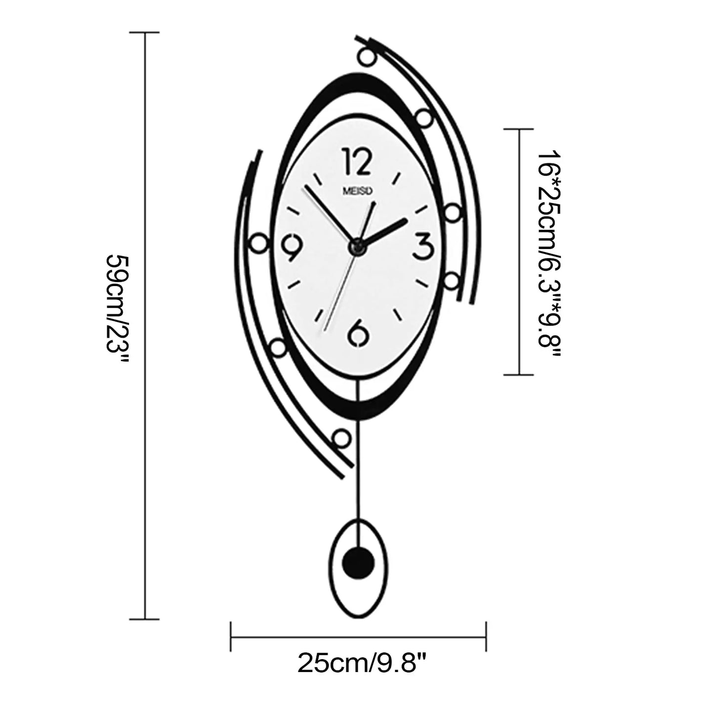 Modern Wall Clock for Living Room Decor, Large Silent Pendulum Wall Clock for Bedroom Office Kitchen Non-Ticking Wall Watch 23 I