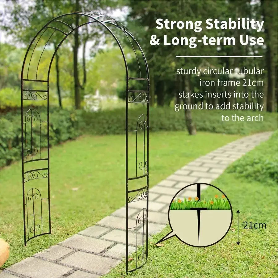 Pergola Arbor, 95.3 H x 45 W Garden Wedding Arch Curved Metal Enduring Iron Garden Arch Trellis for Climbing Plants Outdoor Cer