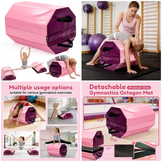 Detachable Octagon Gymnastics Mat, 17.5'x17.5'x23' Home tumbling mat, suitable for various gymnastic