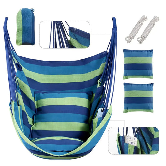 Stripes Canvas Hammock Chair Outdoor/indoor Hanging Chairs Single Leisure Swing 200KG Wide Bearing Garden Beach Camping Hammock