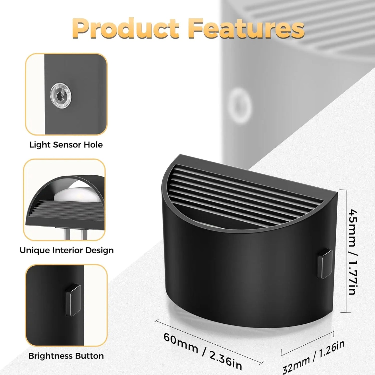 LED Night Light Plug-in Wall, 3-Level Brightness Adjustable with Dusk-to-Dawn Sensor for Bedroom, Bathroom, Hallway