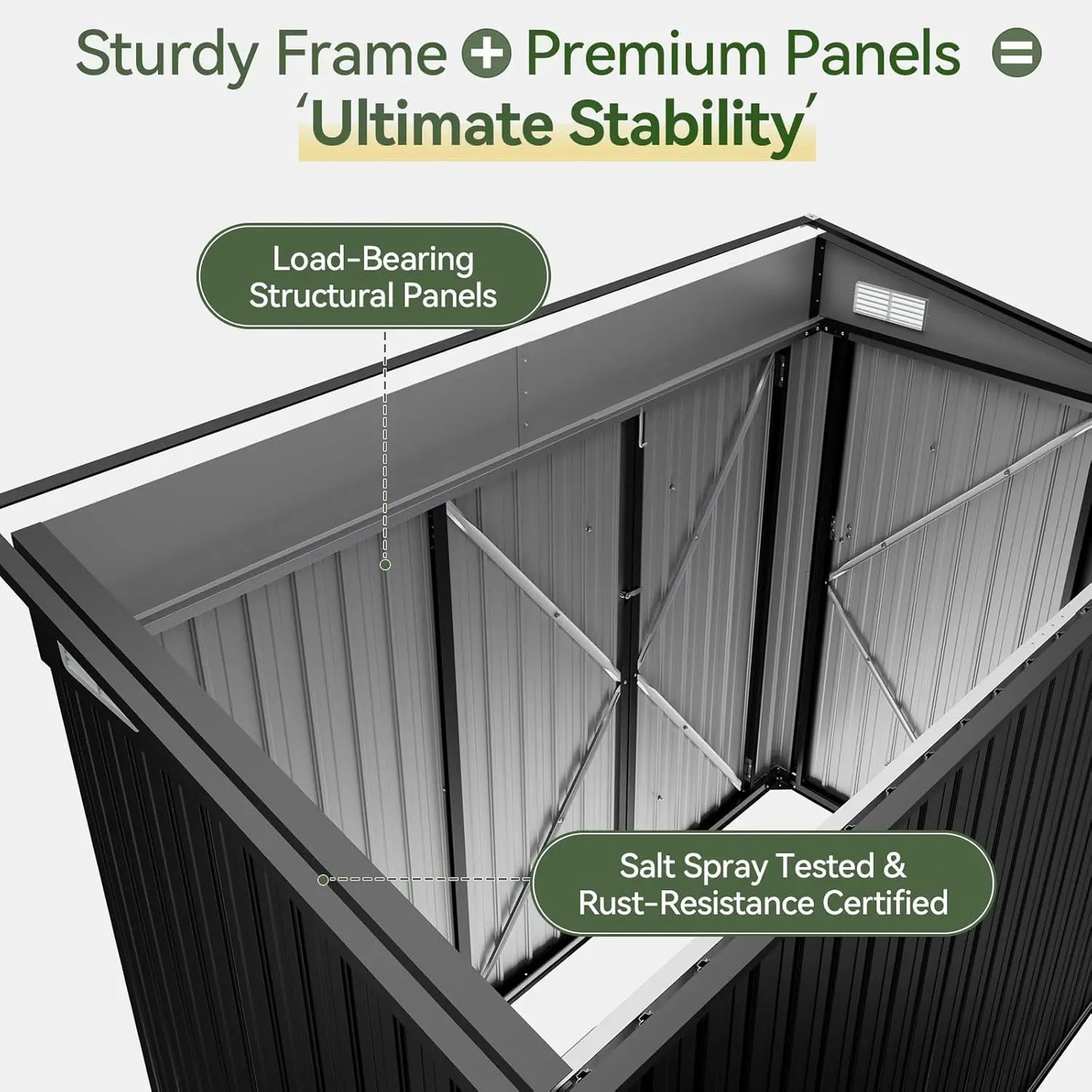 7.5'x4' Triple Door Shed Outdoor Storage Shed with Three Lockable Door Metal Storage Cabinet with Slopping Roof for, Customized