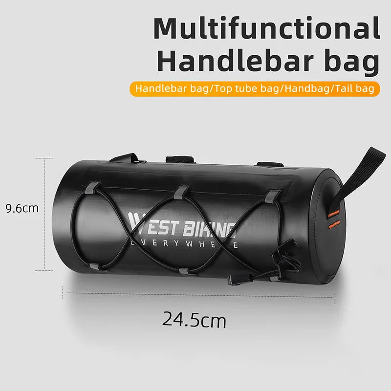 WEST BIKING Waterproof Bicycle Handlebar Bag Versatile Top Tube Bag PVC Front Bag For Cycling Travel MTB Road Bike Accessories