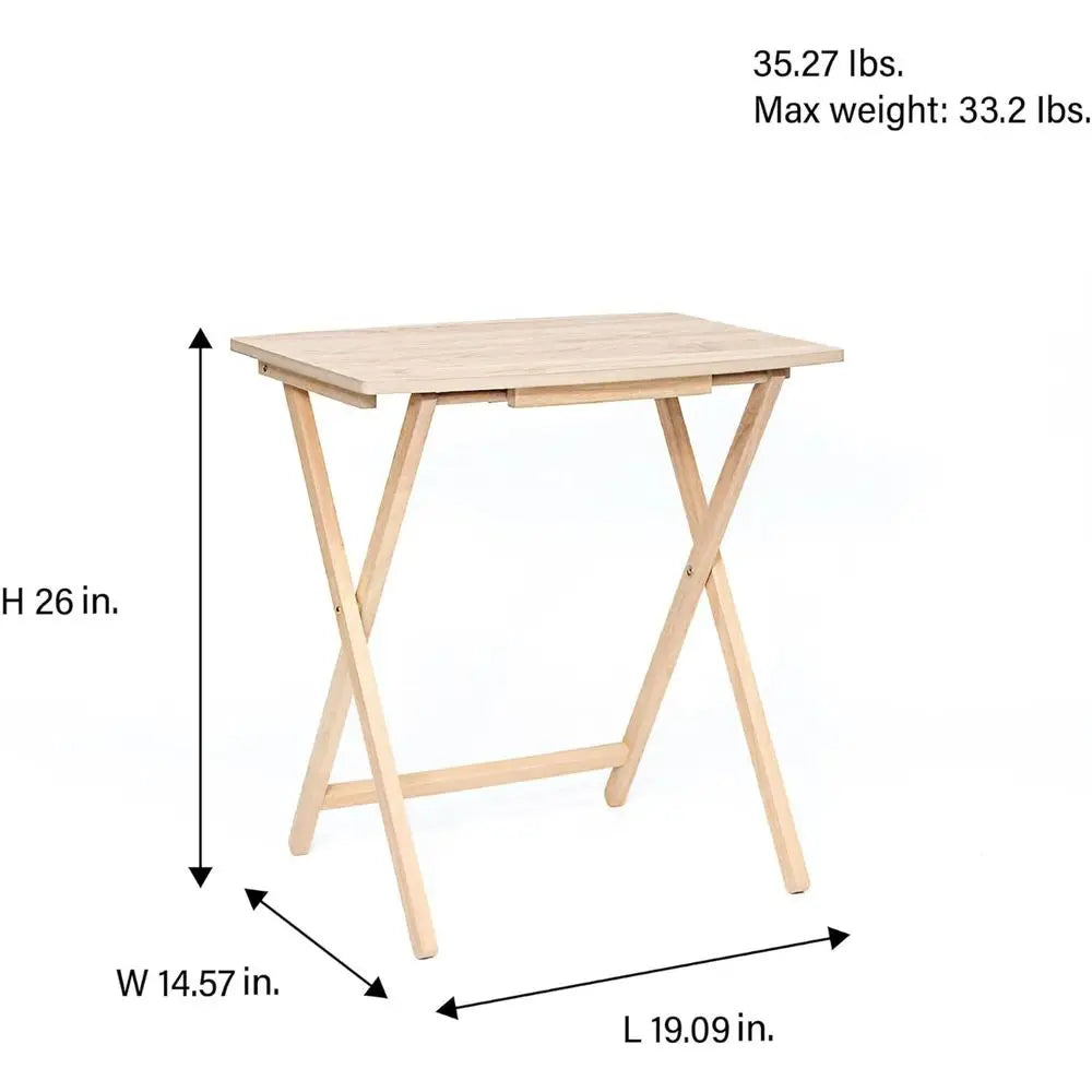 5 Pack XL Oversize Tray Table or Living Room or Kitchen, Indoor TV Tray or Small Spaces and amily Gatherings, Natural Wood