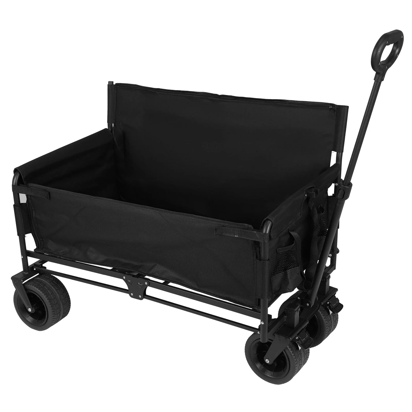 40In Collapsible Wagon Cart Heavy Duty 265LBS Utility Grocery Cart with Wheels for Camping Sports Outdoor Activities Black