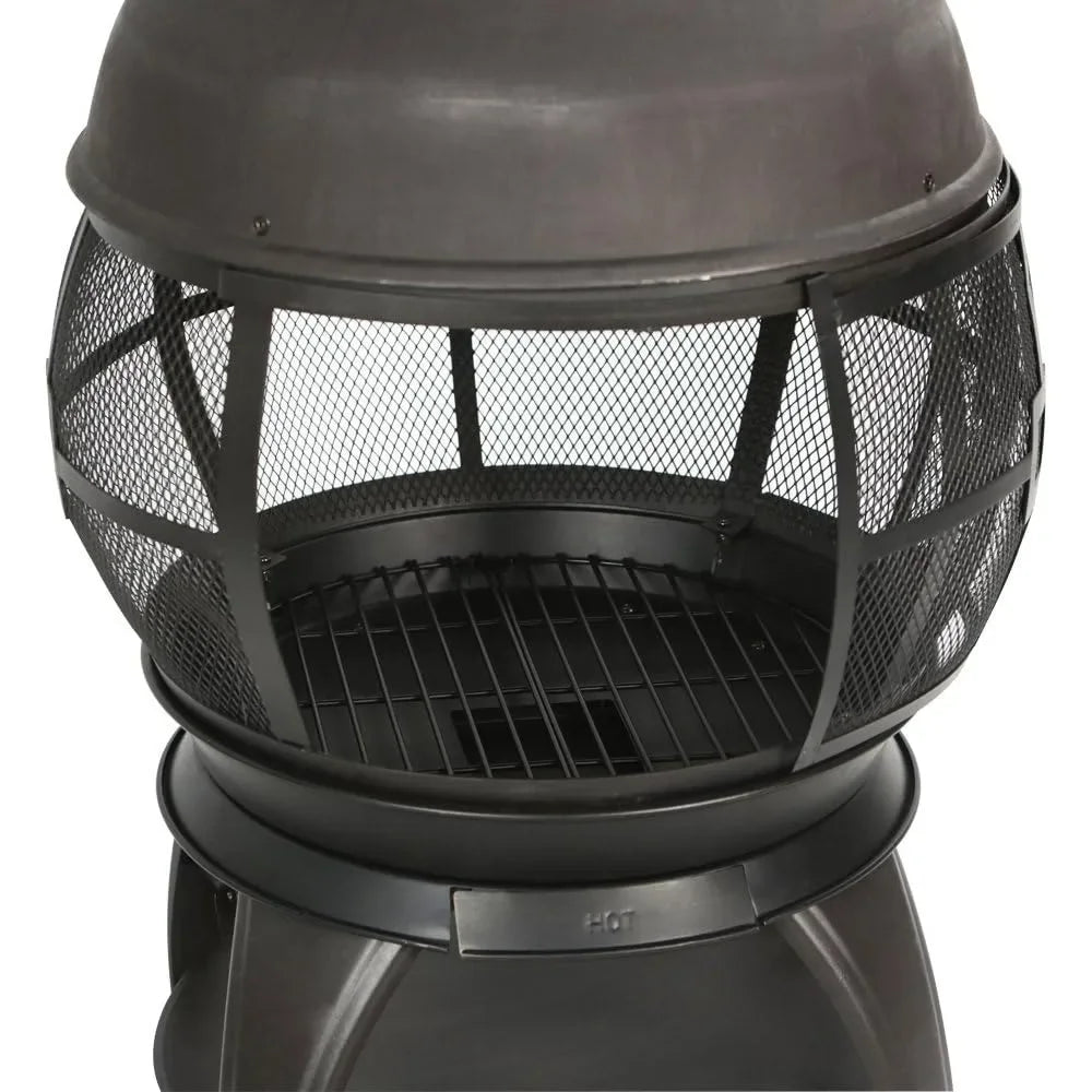 Wood Burning Fire Pits Chimenea Outdoor Fireplace Wooden Firepit, Brown-Black Customized