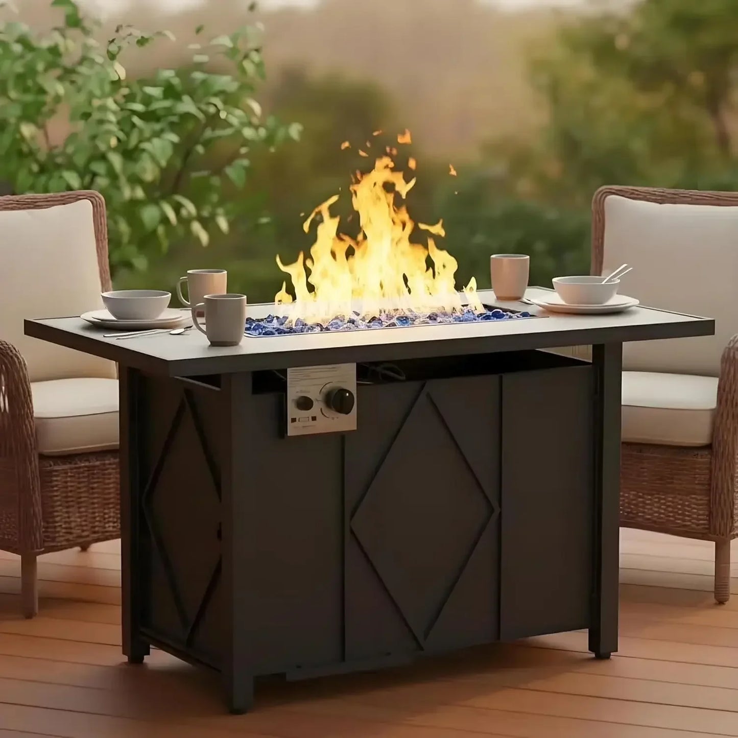 43 Inch Propane Fire Pit Table, 50,000 BTU Outdoor Gas Fire Pit for Outside Patio Deck Garden Backyard Deck Balcony, CSA Certifi