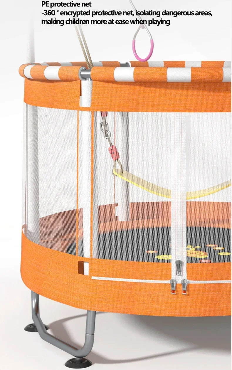 Diameter 1.5m Trampoline Set with PE Protective Net Equipped for Childs Indoor Trampoline Bed Gymnastics Fitness Training Tools