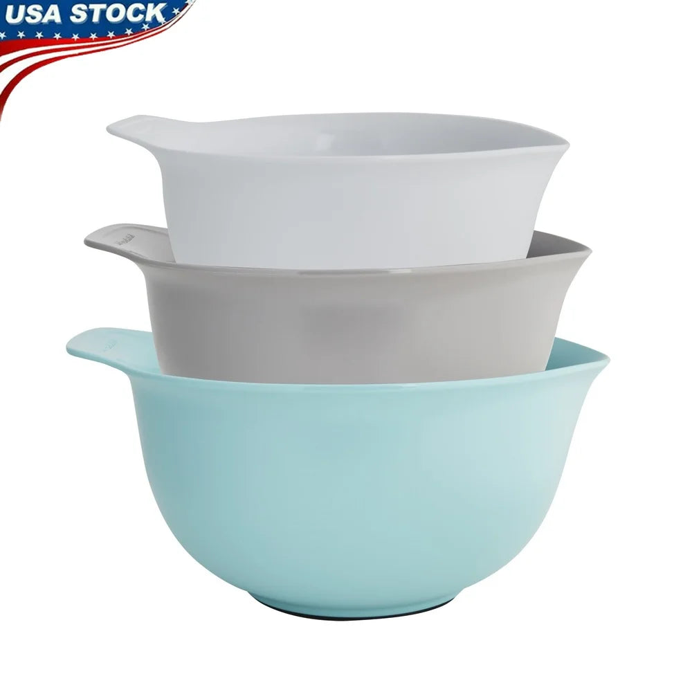 Universal Mixing Bowls Set of 3 Non-Slip Easy Pour Dishwasher Safe Nesting Kitchen Essential Tools Baking Cooking