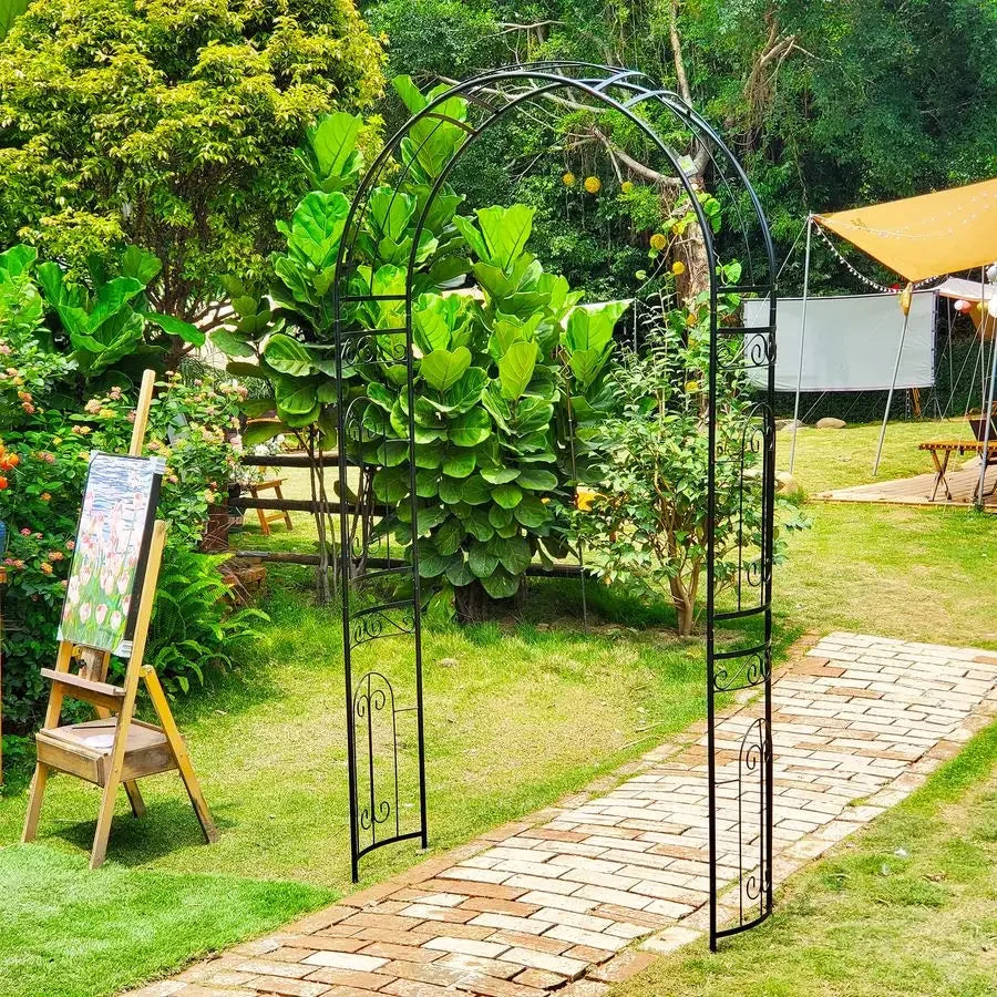 Pergola Arbor, 95.3 H x 45 W Garden Wedding Arch Curved Metal Enduring Iron Garden Arch Trellis for Climbing Plants Outdoor Cer
