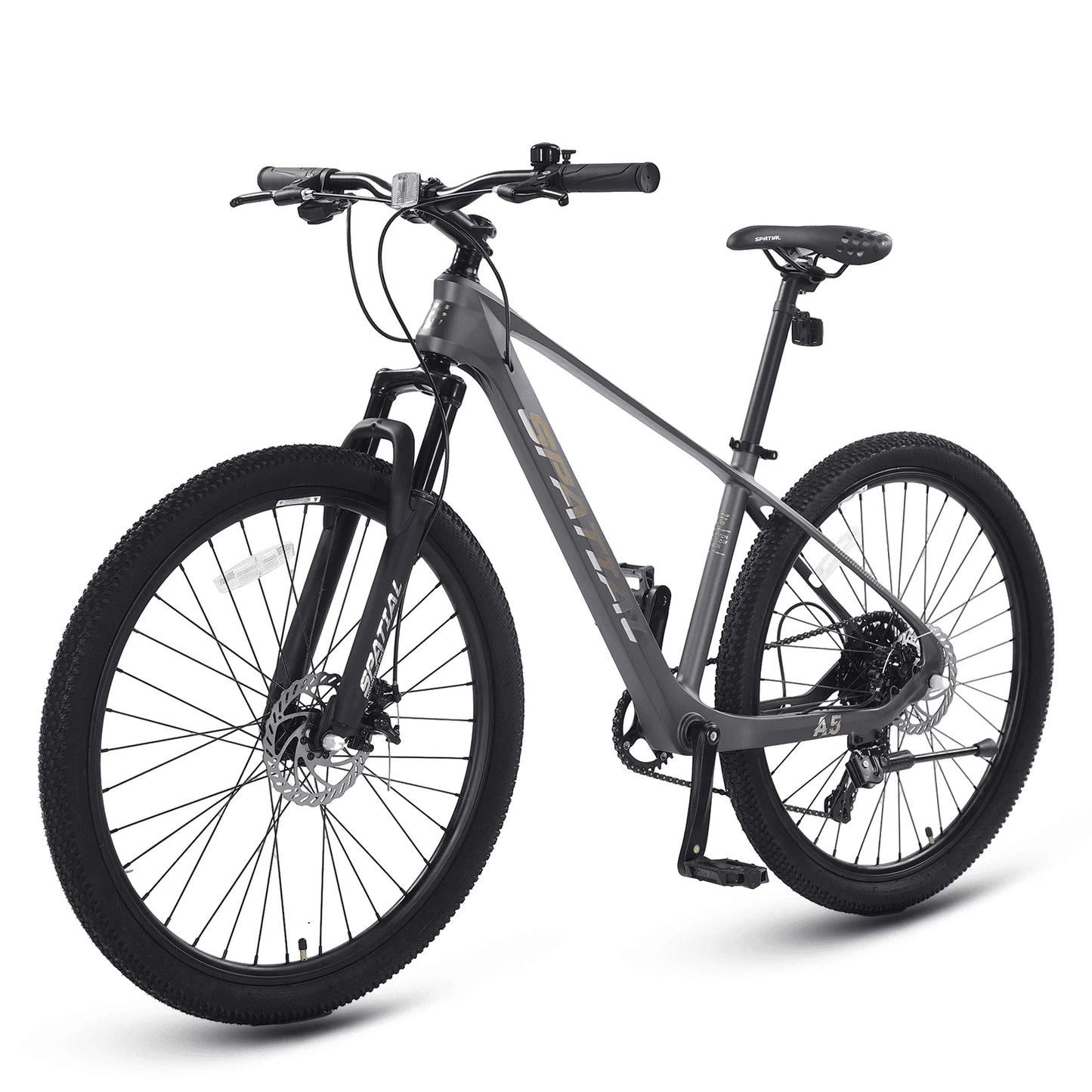 SPATIAL 27.5 Inch Mountain Bike, 21-Speed Alloy Frame Bicycle with Dual Disc Brakes and Suspension Fork