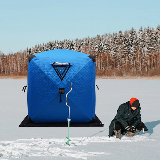 Ice Fishing Insulated Tent, 1-2 Person Shelter, Portable Thermal Tent with Built-In Storage, Warm & Windproof Camping Tent