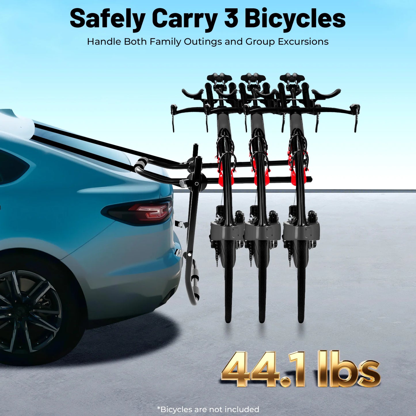 3-Bike Foldable Car Rack, Trunk Mounted Bicycle Carrier with 20kgCapacity, Foldable Design for Easy Storage Sedans&SUVs