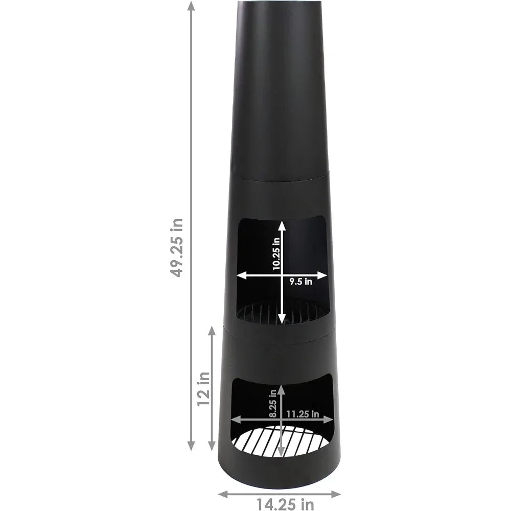 Chiminea Outdoor Fireplace - Chiminea Fire Pit with Poker and Cover - Outdoor Wood-Burning Fire Pit - Black Customized