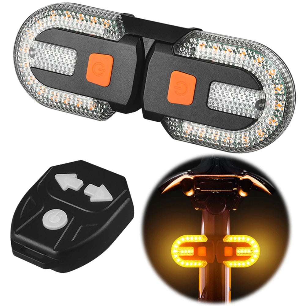 Bicycle Turn Signal Light Wireless Remote Control Bike Tail Light USB Rechargeable Warning Cycling Light for Night Riding