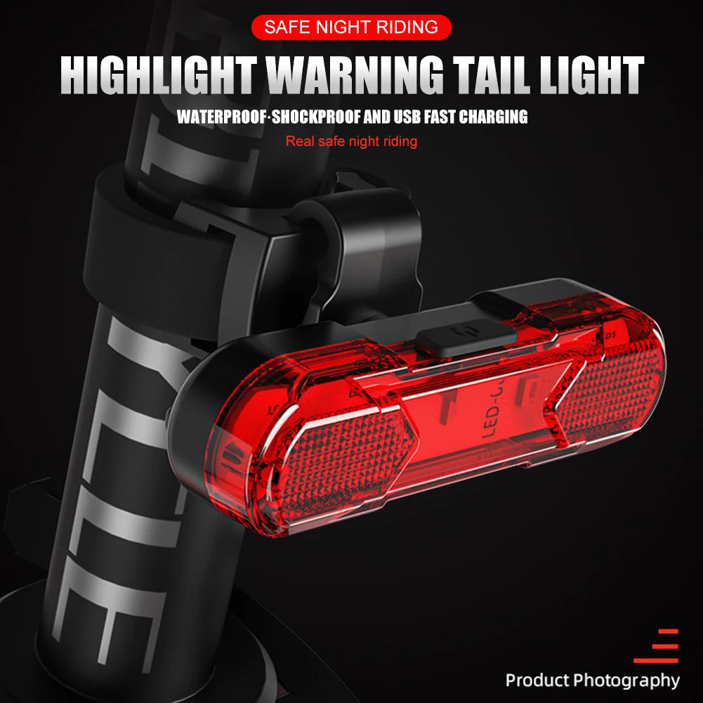 1-3PCS Bike Rear Tail Light USB Rechargeable Red/Blue/White LED Bicycle Seatpost Taillight For Night Riding Safety Warning Light