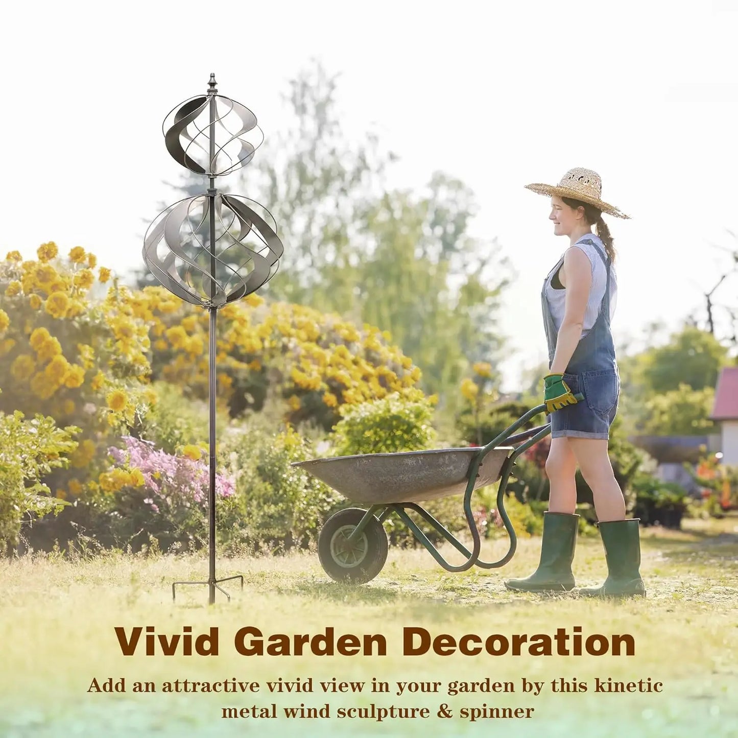 Kinetic Wind Spinners Metal Large Yard Garden Patio Lawn Ornament Decor Outdoor Height 84 Inches