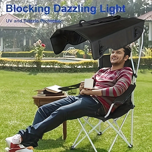 Portable folding fishing chair with sunshade - equipped with cup holder, portable and lightweight design, suitable for beaches