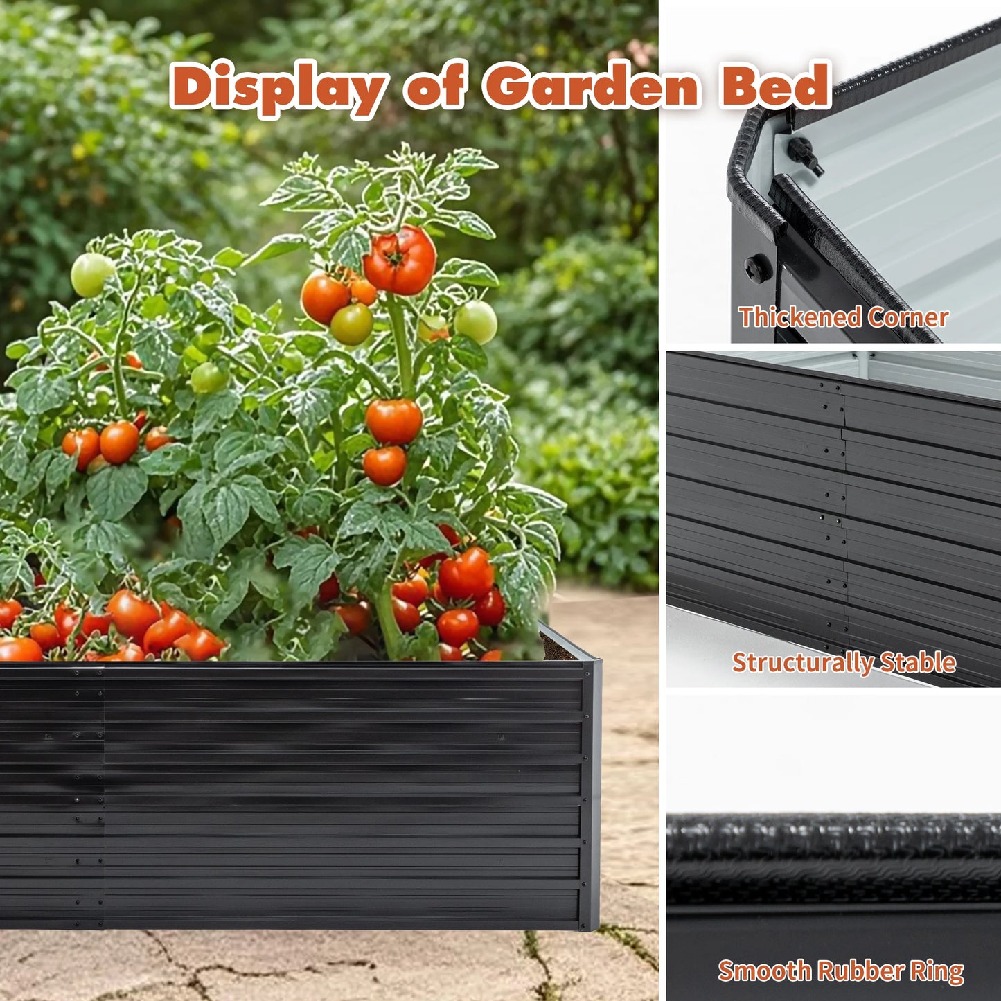 2-Pack 8×4×2FT Black Galvanized Raised Garden Bed Set, Metal Planter Boxes for Vegetables & Flowers