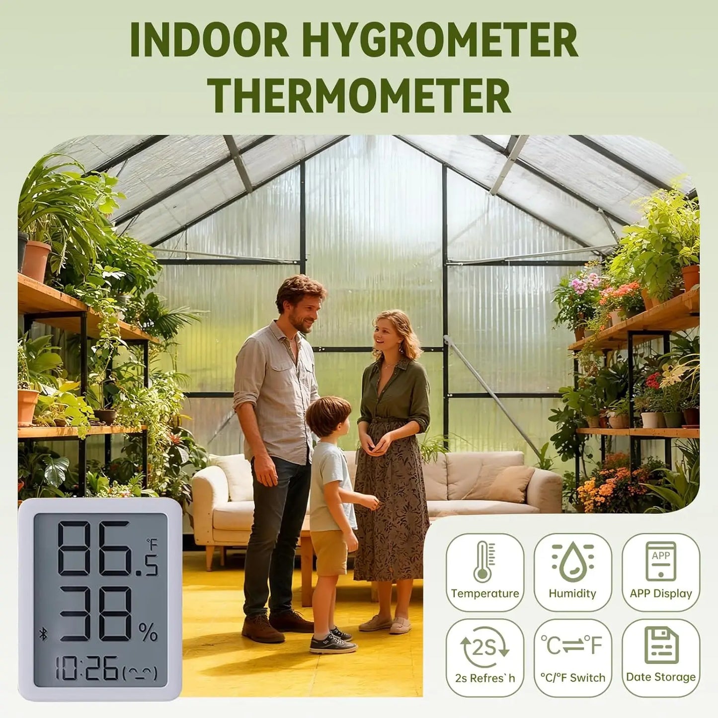Greenhouse for Outdoors with Hygrometer, Polycarbonate Walk-in Green House for Outside, Reinforced Aluminum, Customized