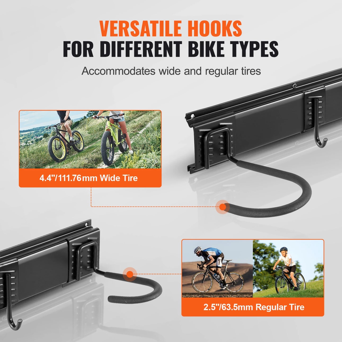 SucceBuy Bicycle Wall Mount Rack 3/4/5pcs Rails Mtb Road Bike Storage Fixed Hanging Hook Holder Bike Support Stand for 6 Bikes